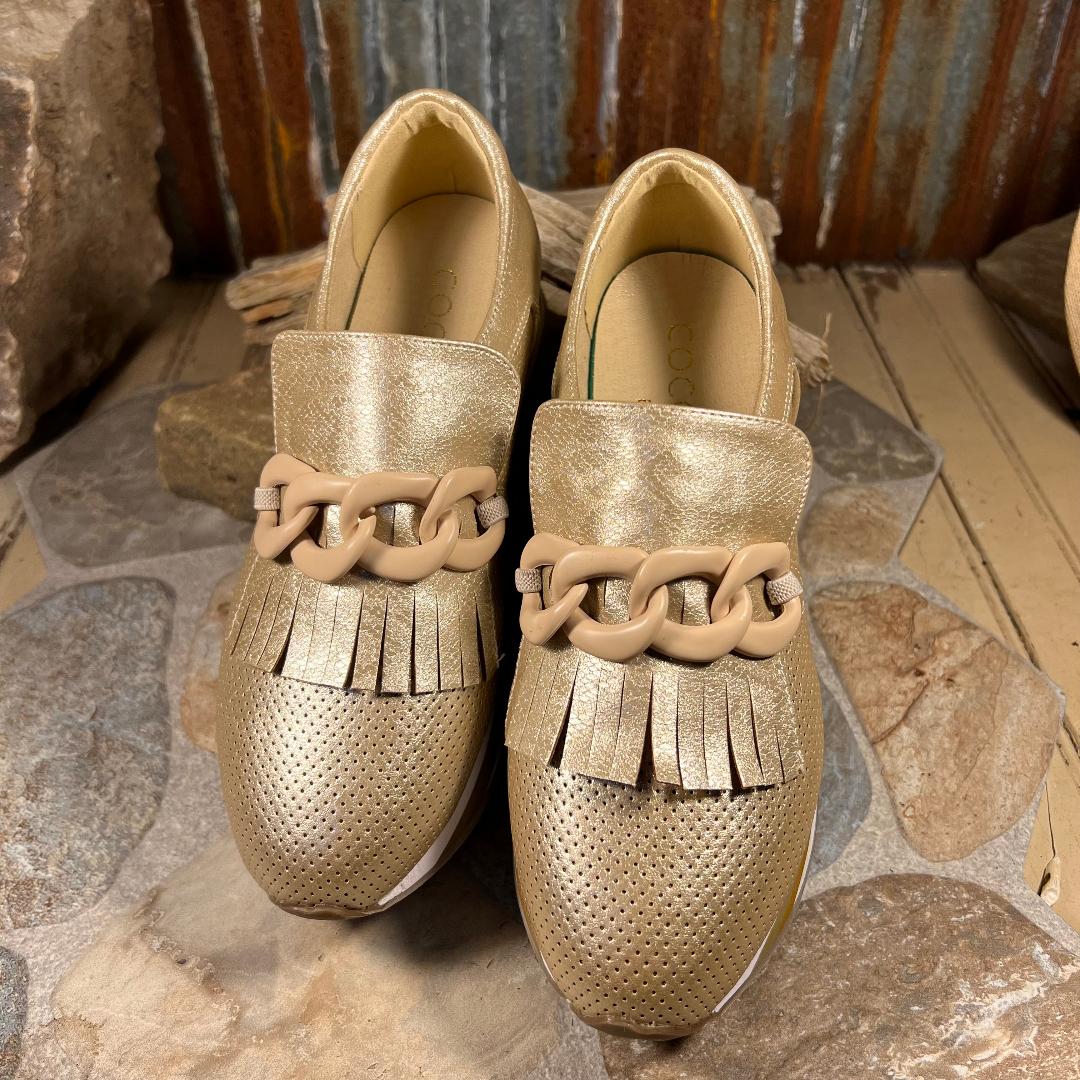 Bess Platform Gold Loafer