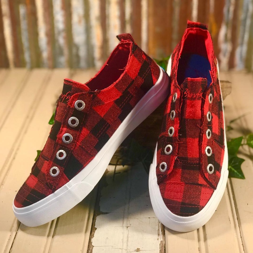 Play Red Buffalo Check Canvas Slip On Sneaker