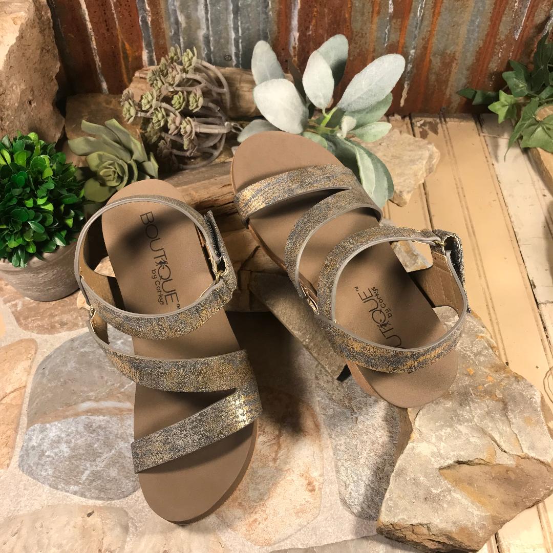 Spring Fling Gun Metal Wedge/Sandal