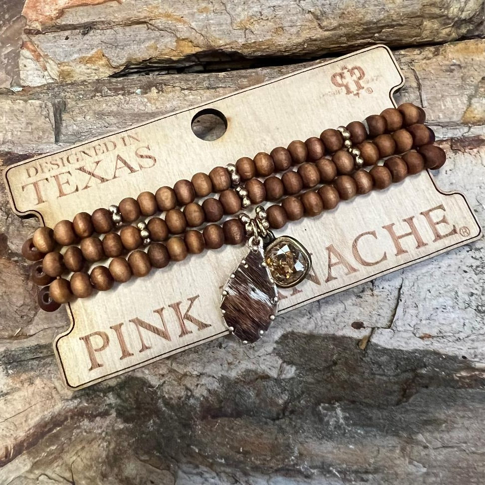 Wood and Gold Bead Multi Bracelet