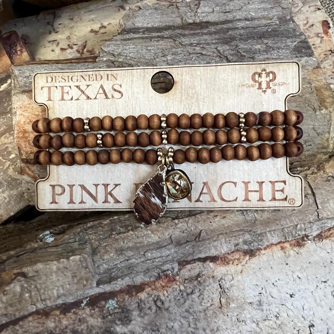 Wood and Gold Bead Multi Bracelet