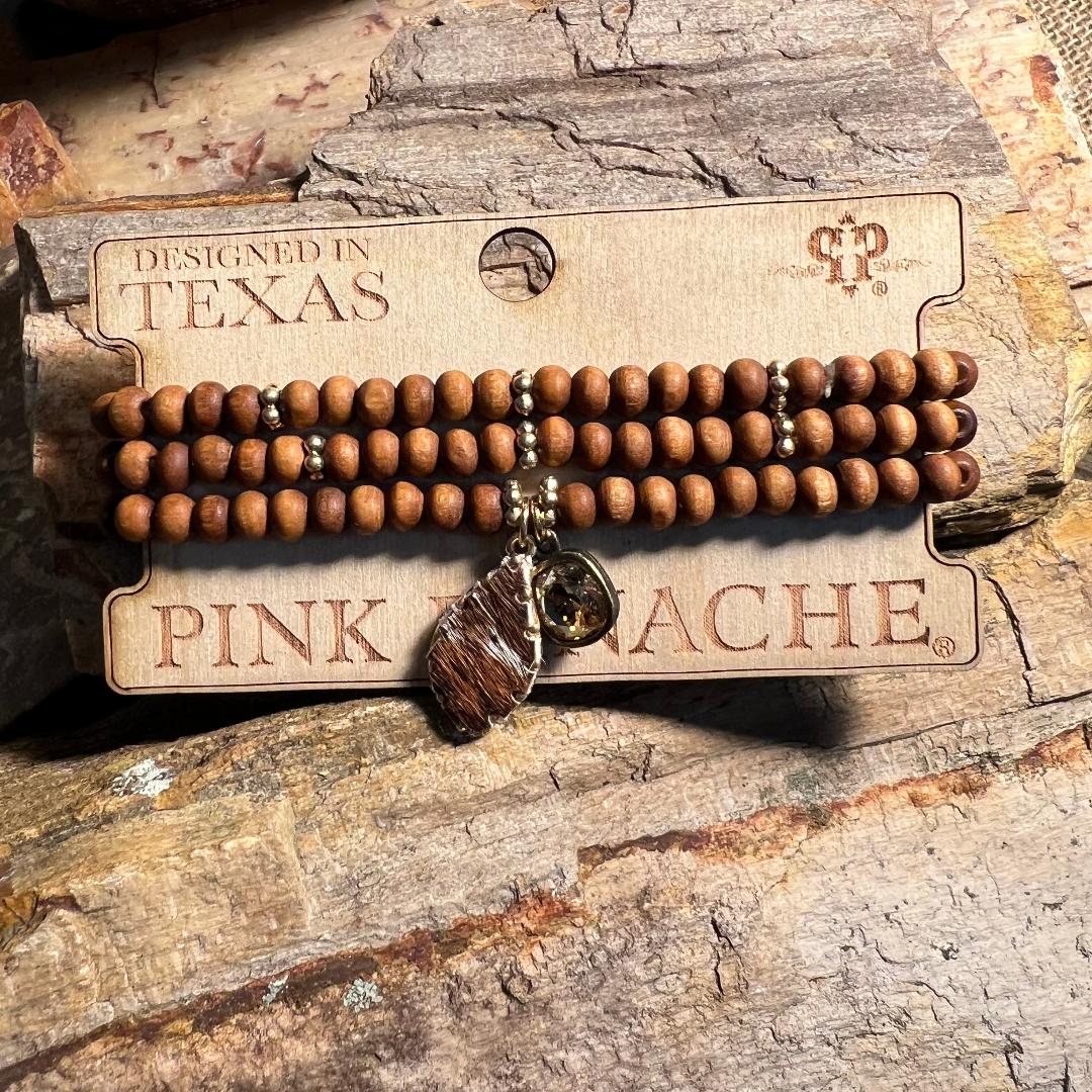Wood and Gold Bead Multi Bracelet