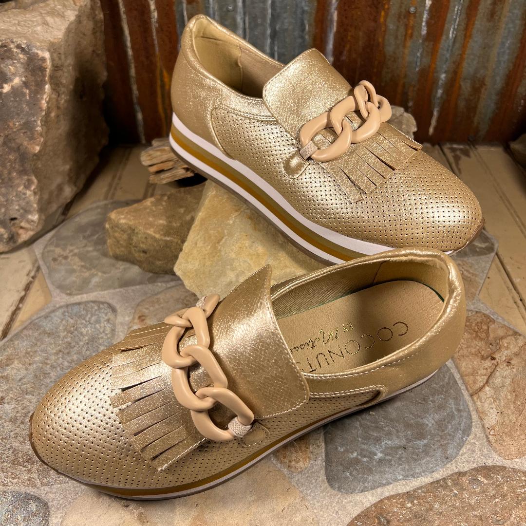 Bess Platform Gold Loafer