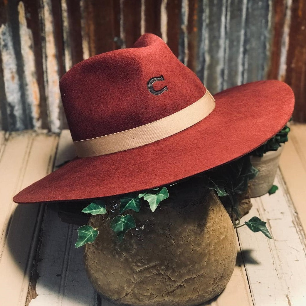 Burgundy Highway Charlie 1 Horse Felt Hat