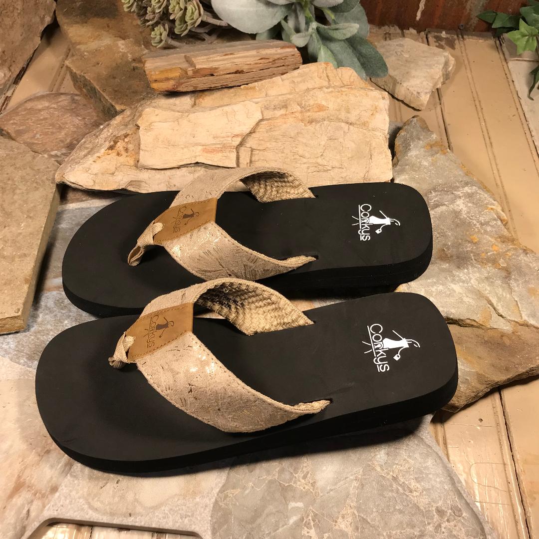 Shaded Gold Flip Flops