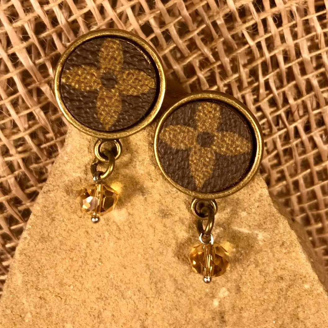 LV Earrings with AB Crystals