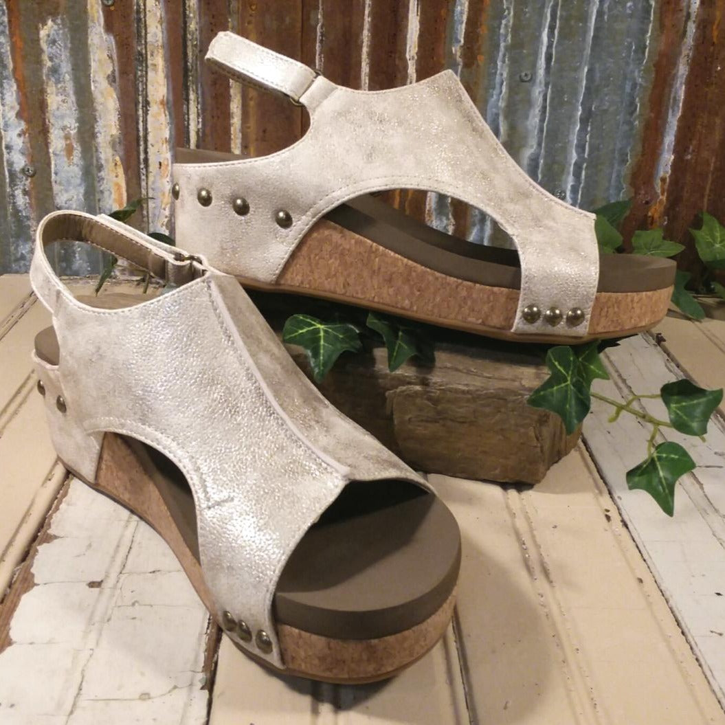 Volta Gold Metallic Platform Wedge/Sandals