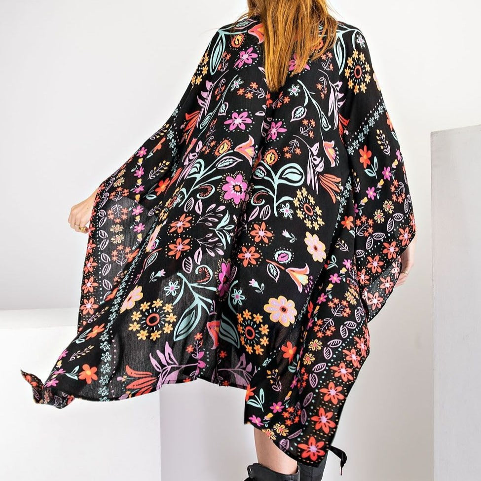 Floral Print Scarf Kimono