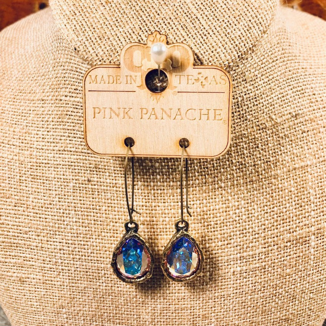 Wired AB Tear Drop Vintage Gold Earrings
