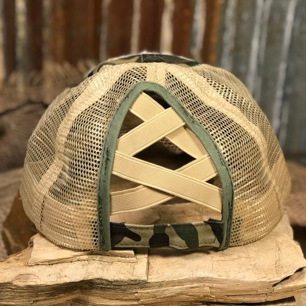 Camo Rhinestone Sparkle Embroidered Football Mom Cap