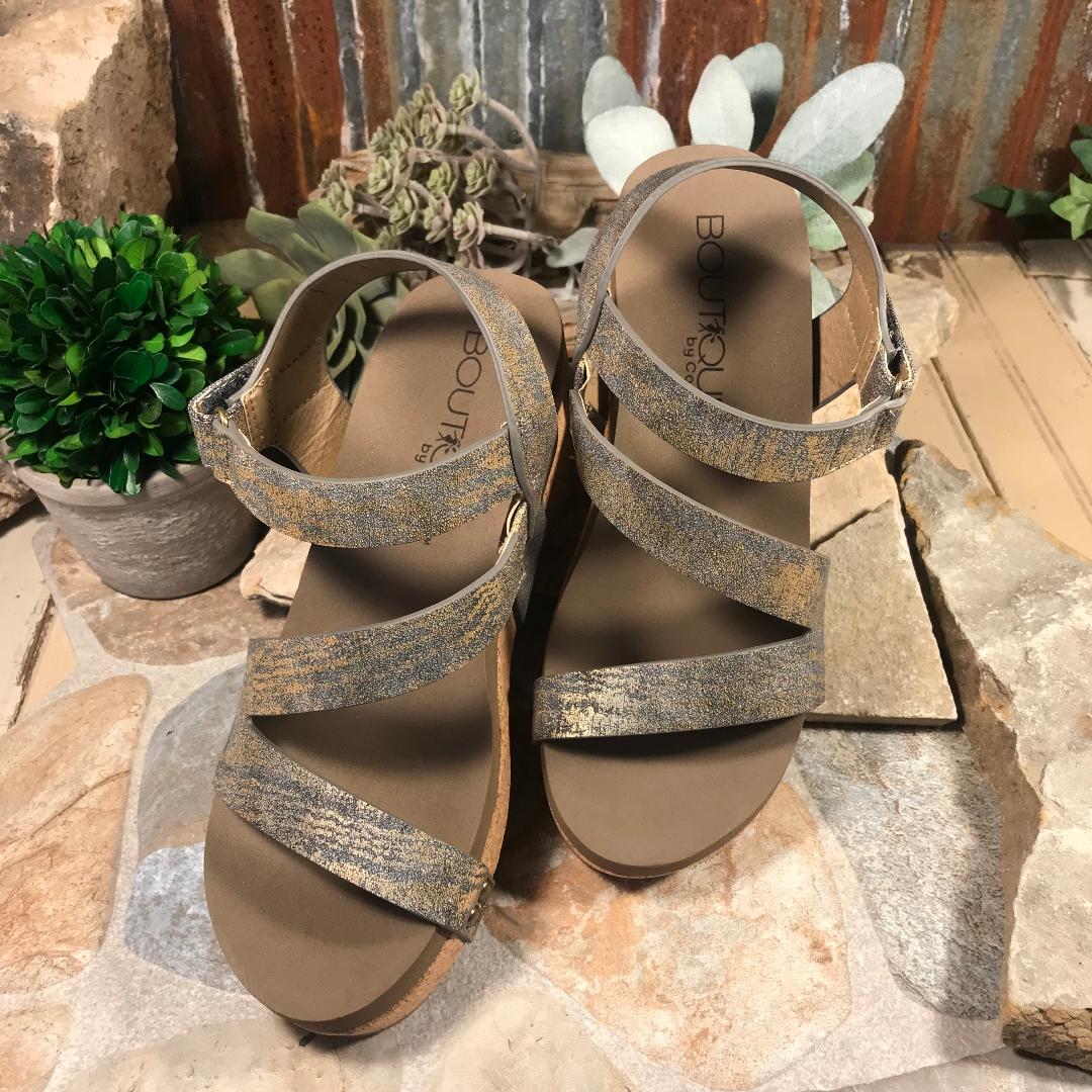 Spring Fling Gun Metal Wedge/Sandal