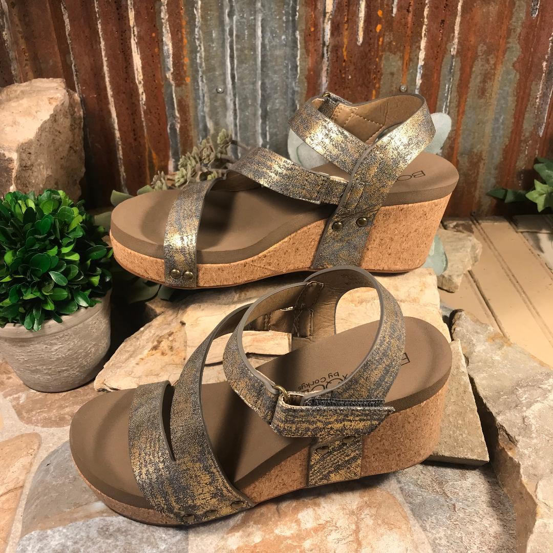Spring Fling Gun Metal Wedge/Sandal