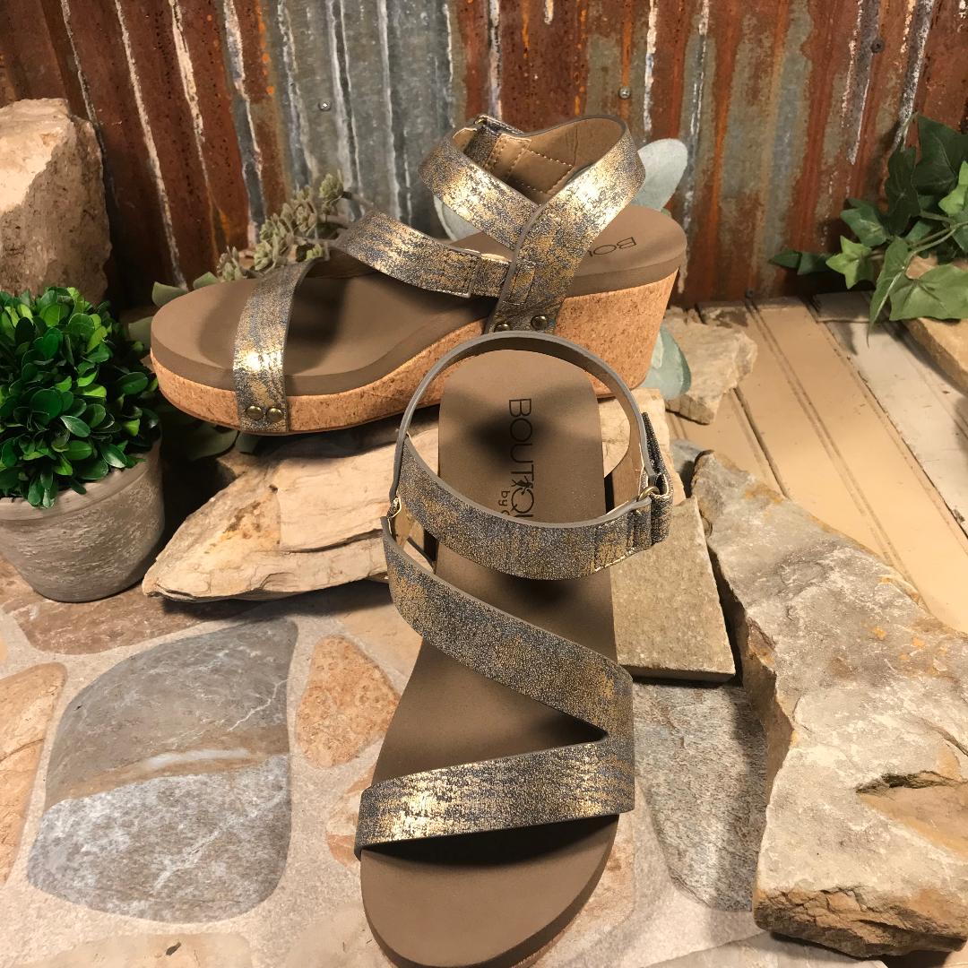 Spring Fling Gun Metal Wedge/Sandal