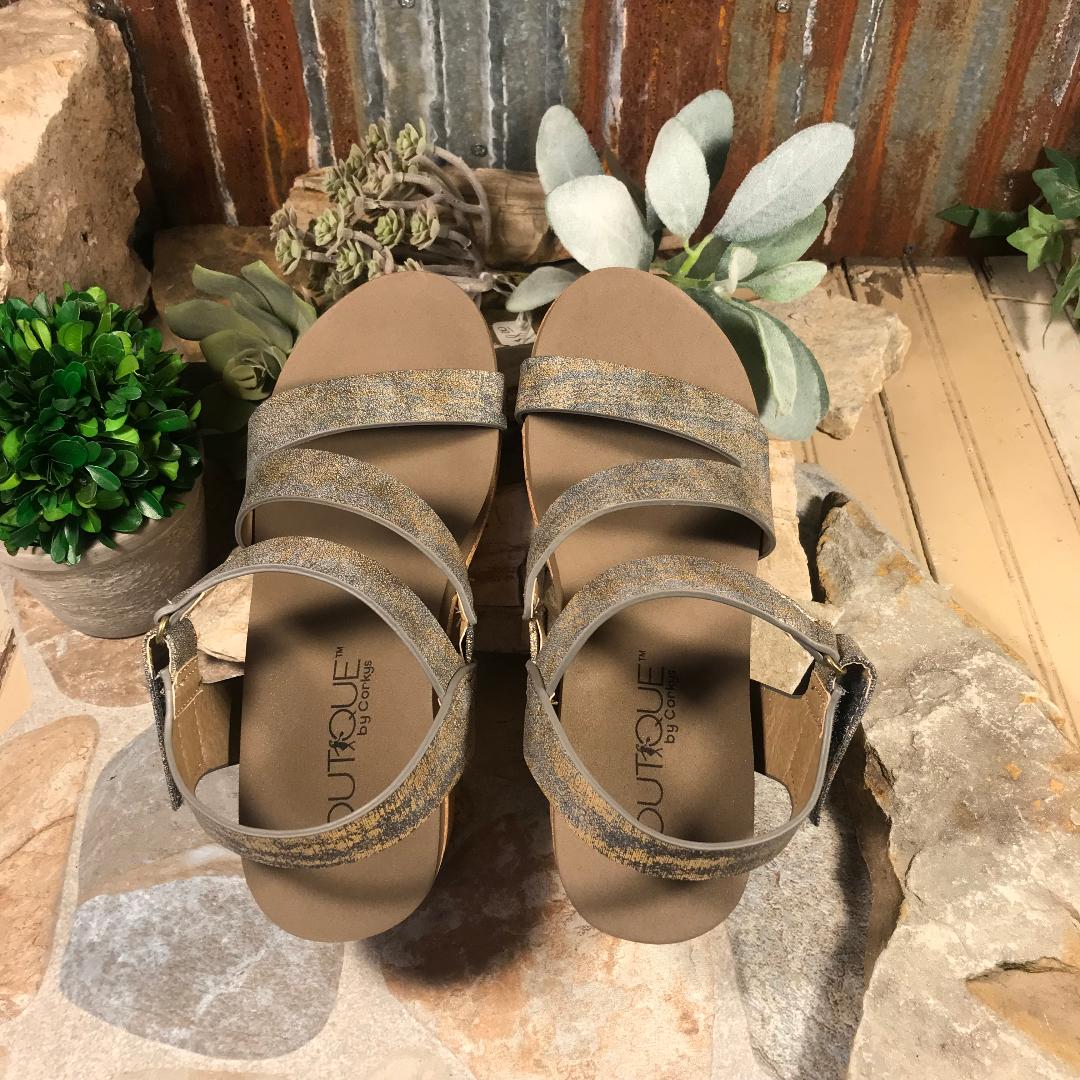 Spring Fling Gun Metal Wedge/Sandal