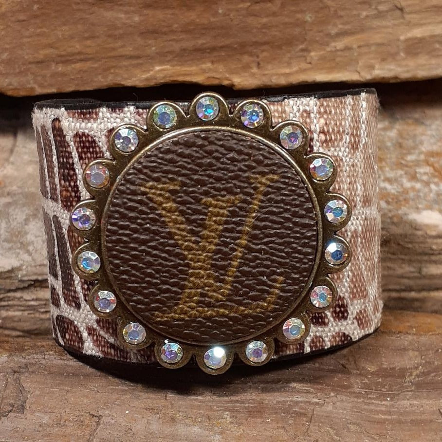 Repurposed Up-cycled Louis Vuitton Leather Zipper Bracelet – N