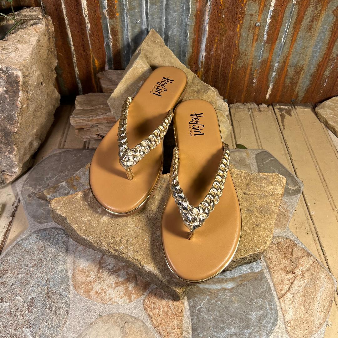 Gold Braided Pigtail Sandal