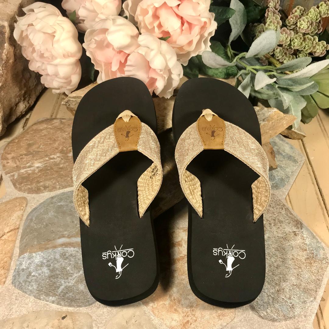 Sunsational Gold Weave Flip Flops