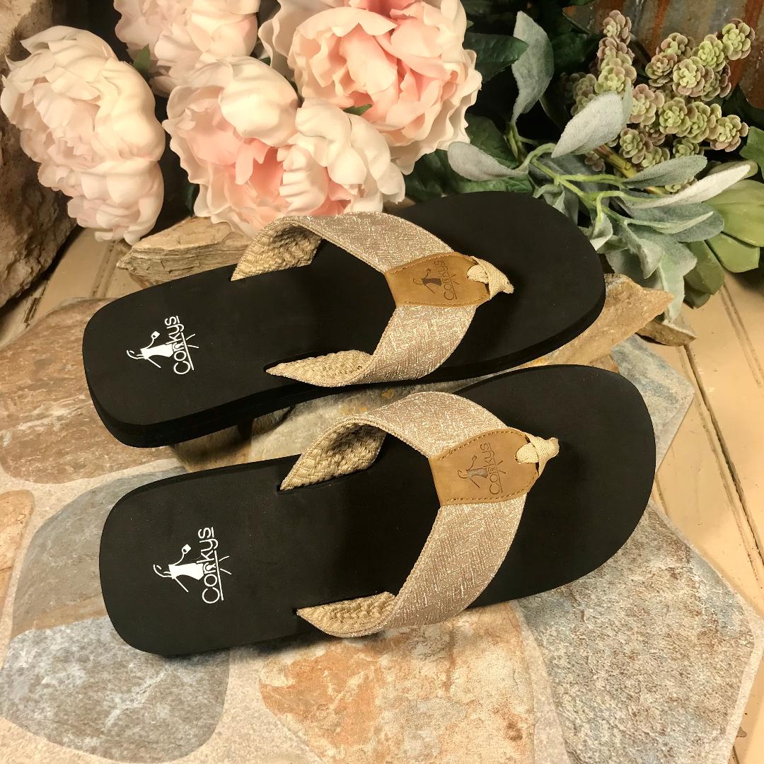 Sunsational Gold Weave Flip Flops