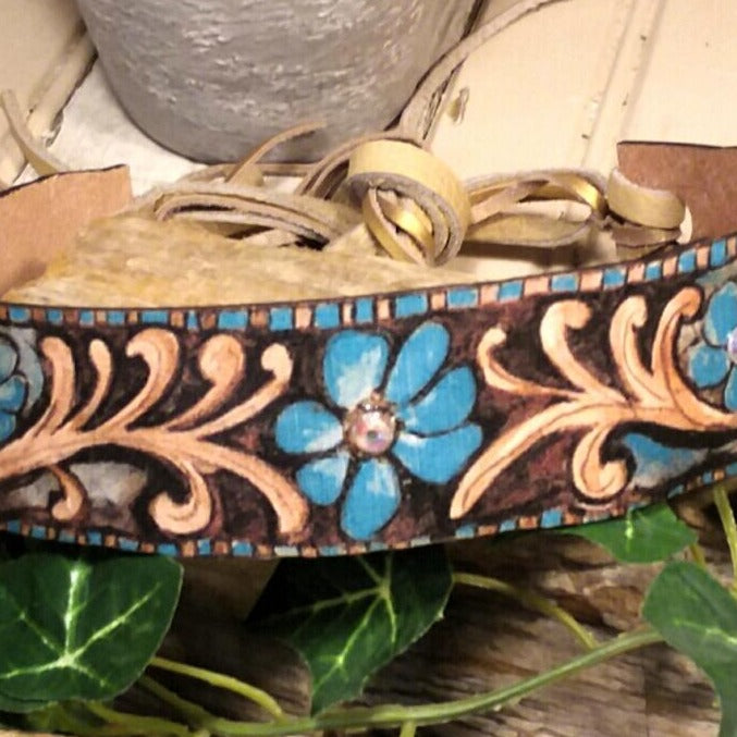 Rhinestone Leather Hat Band