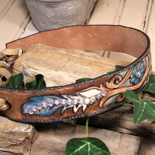 Rhinestone Leather Hat Band