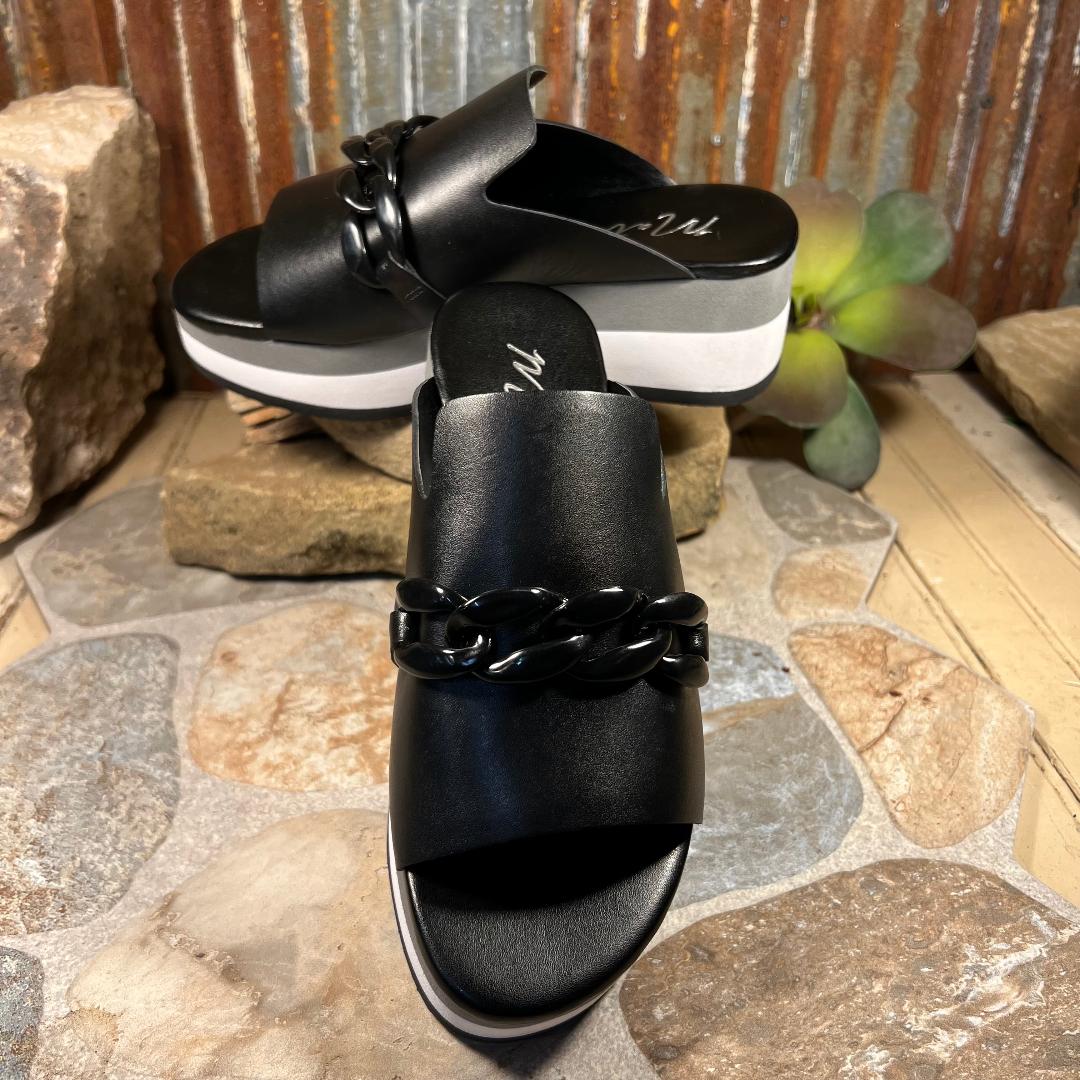 Black Jada Platform Slide Sandal