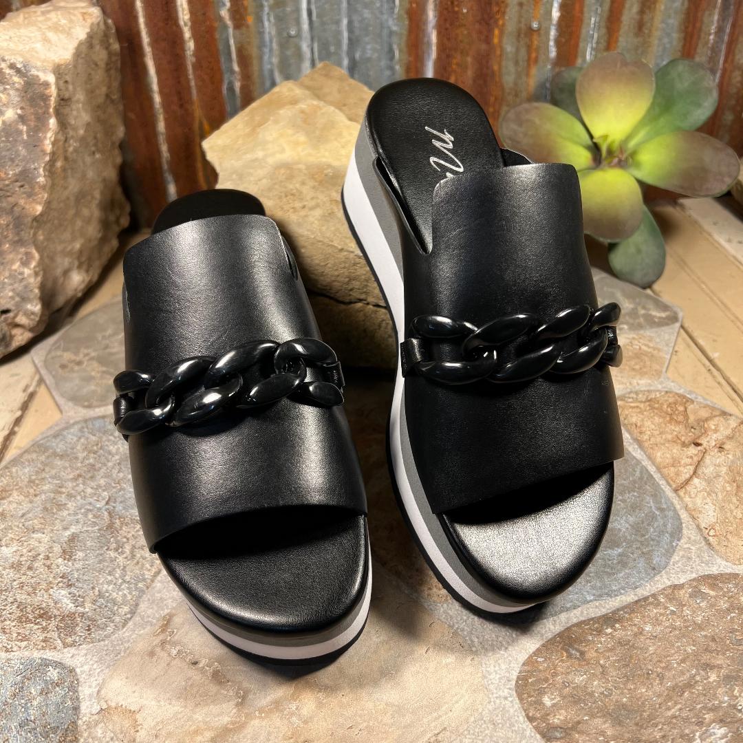Black Jada Platform Slide Sandal