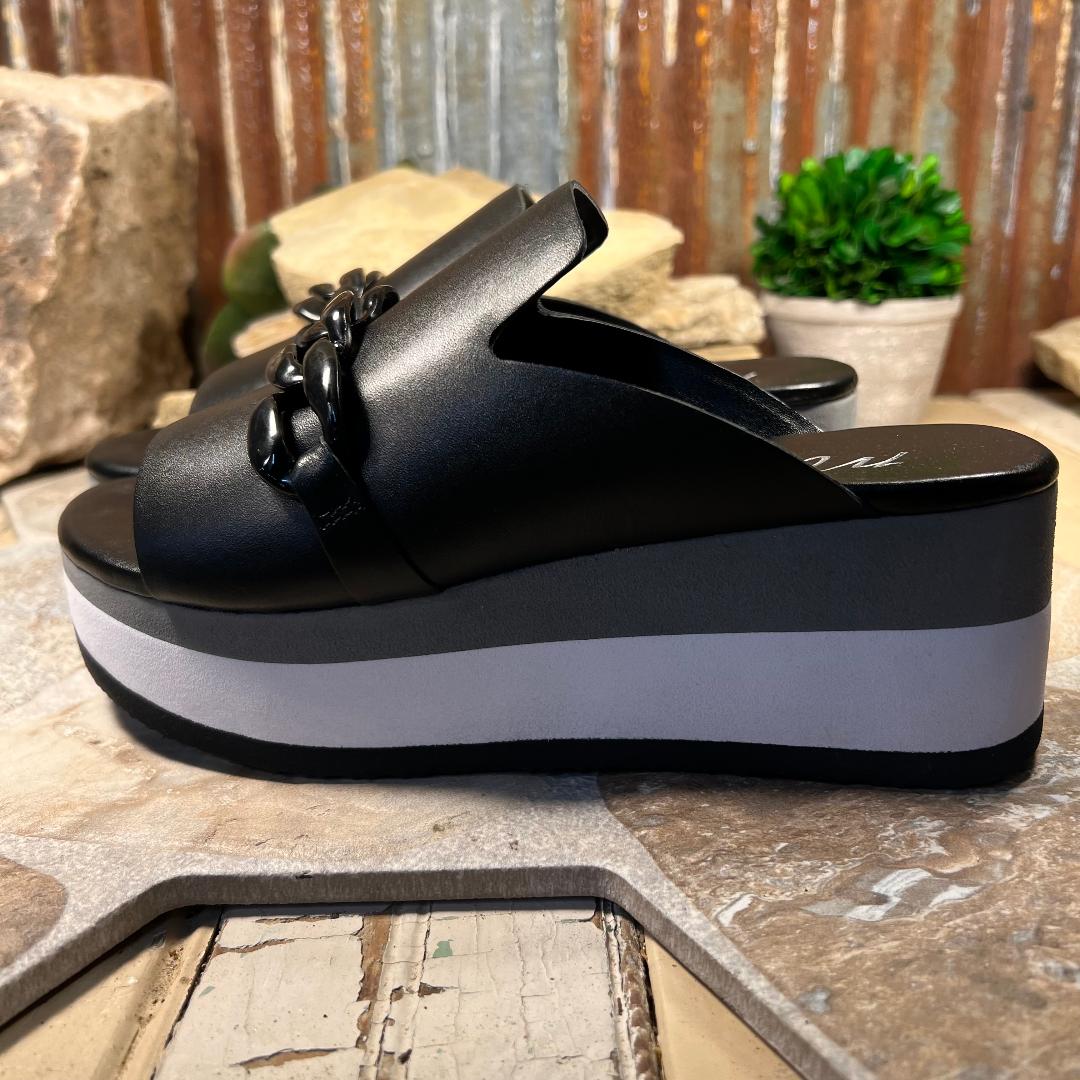 Black Jada Platform Slide Sandal