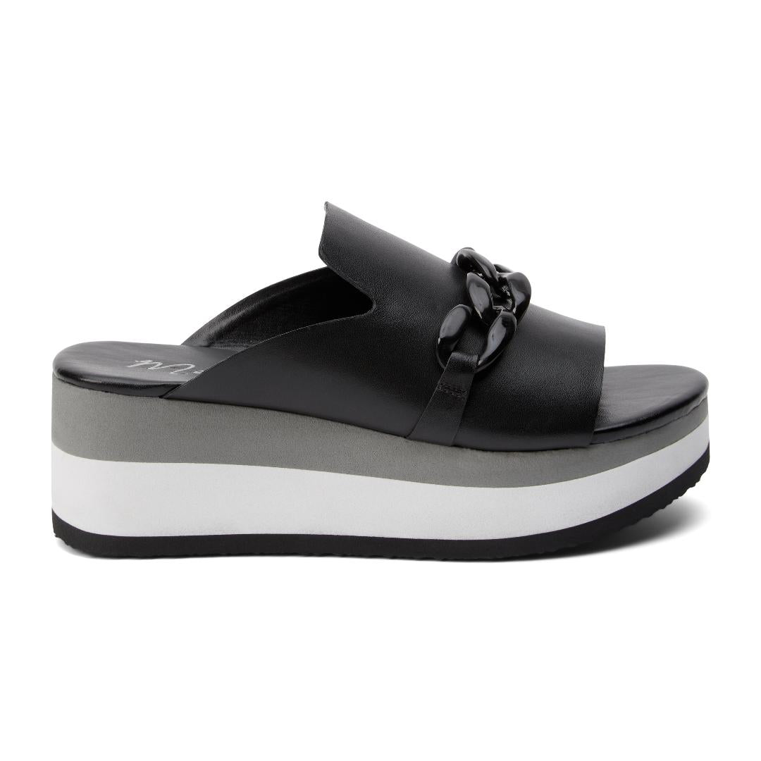 Black Jada Platform Slide Sandal