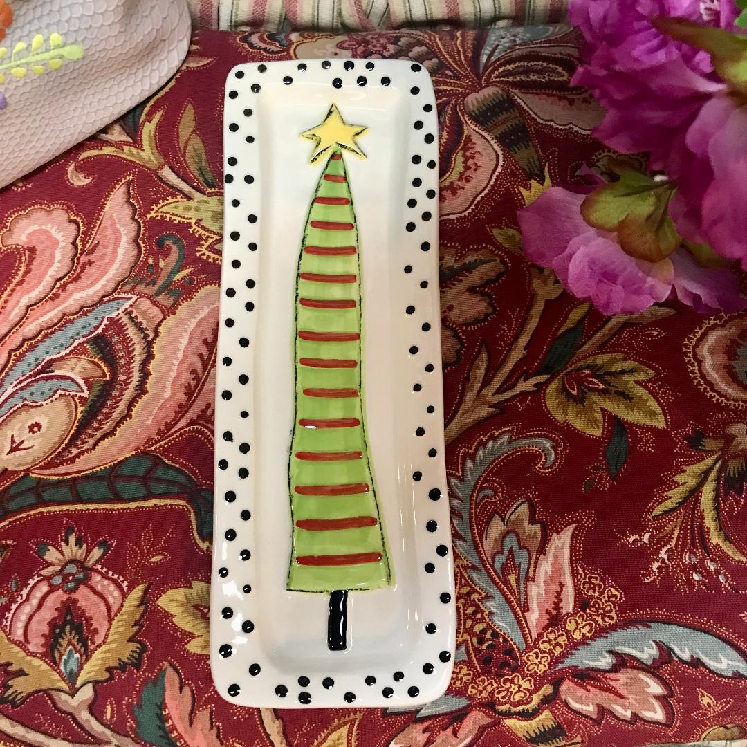 Christmas Tree Striped Platter