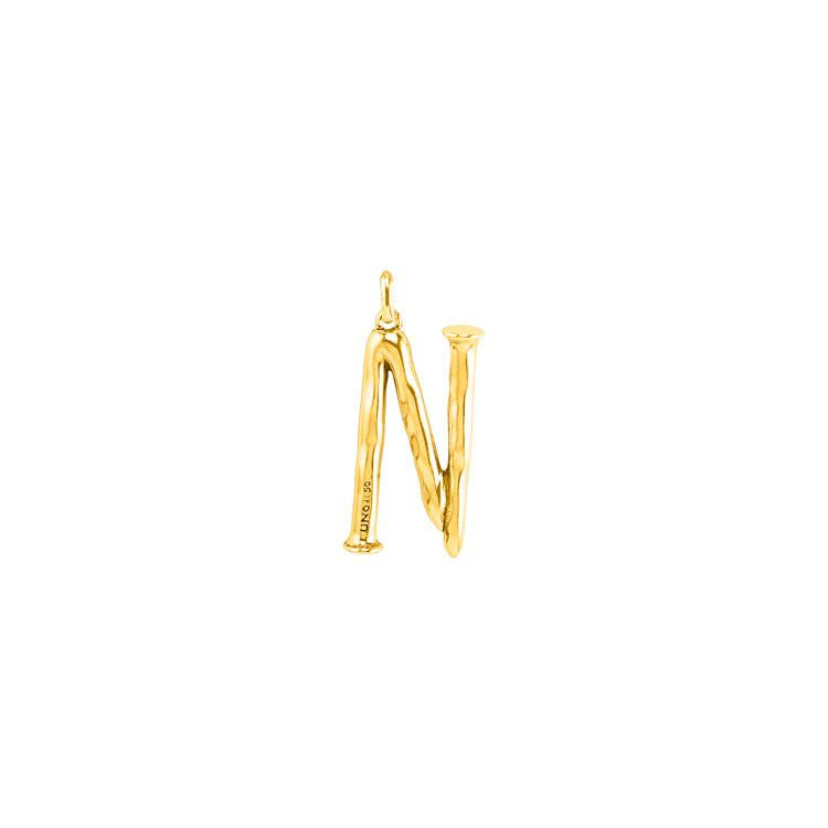 Letter Shaped Pendant in Gold inspired by the Iconic Nail