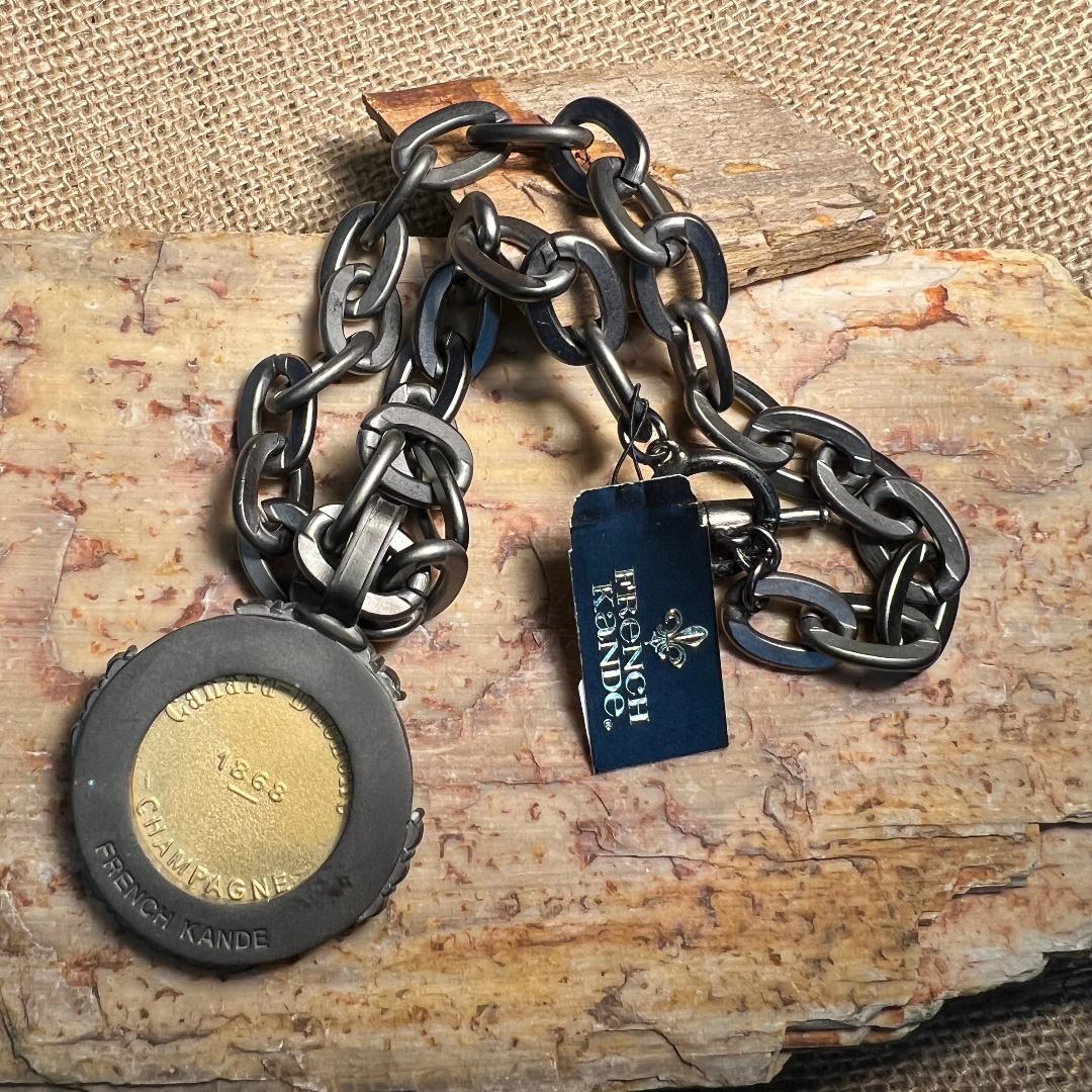 Graphite Lourdes Chain with Canard Medallion and Austrian Crystal Necklace