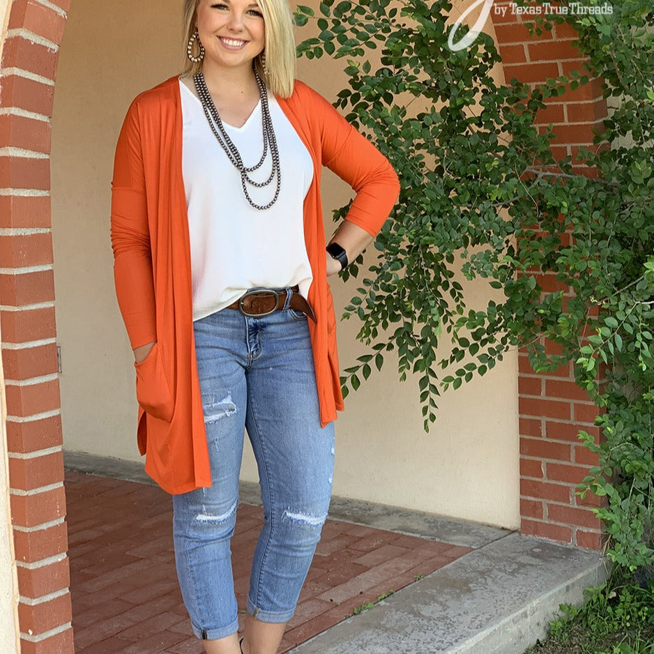 Solid Orange Cardigan