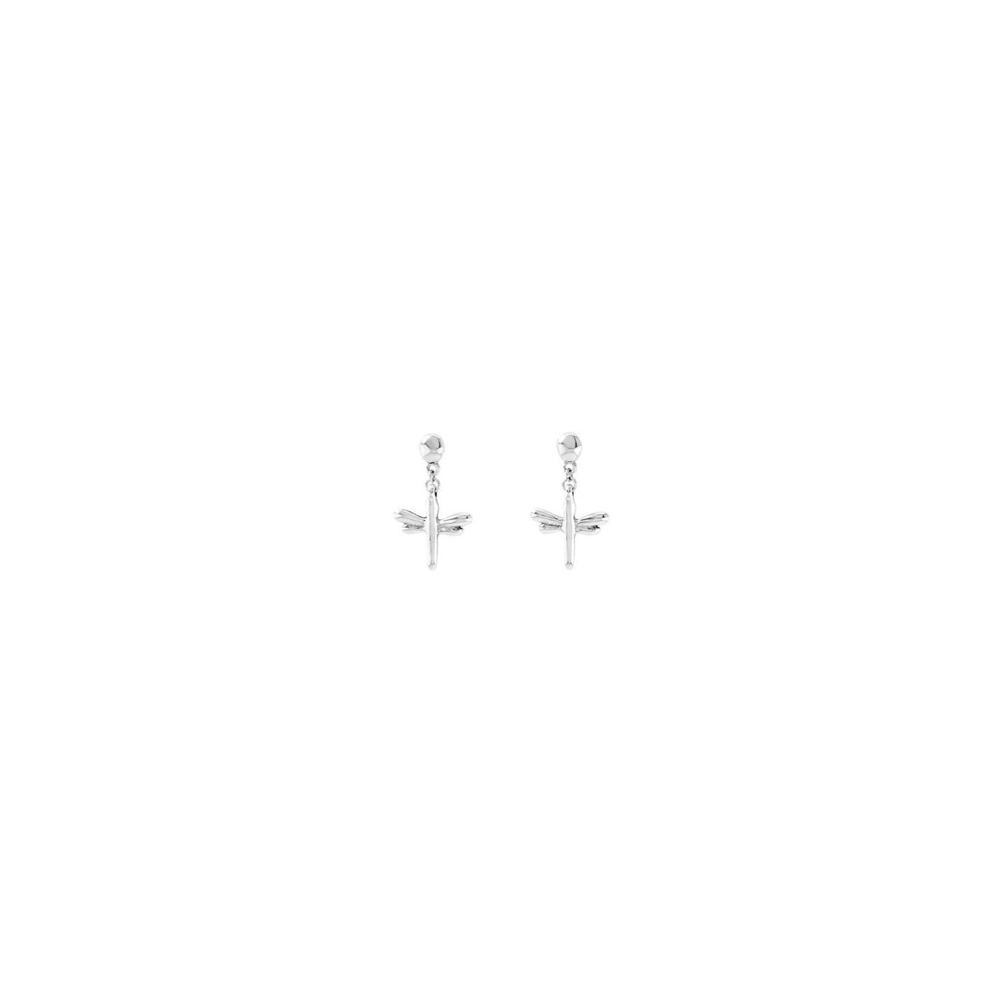 Hold Me Tight Silver Dragon Fly Earrings