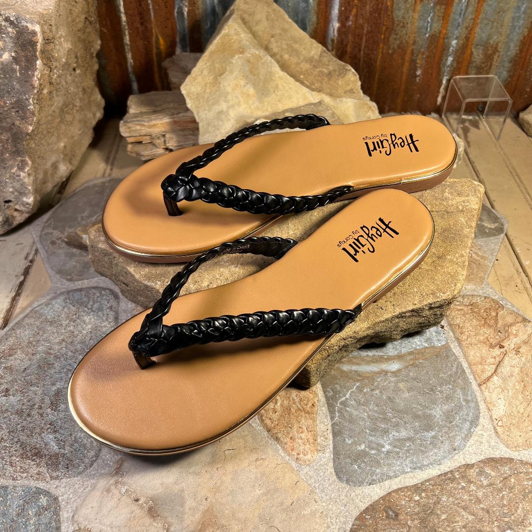 Black Braided Pigtail Sandal