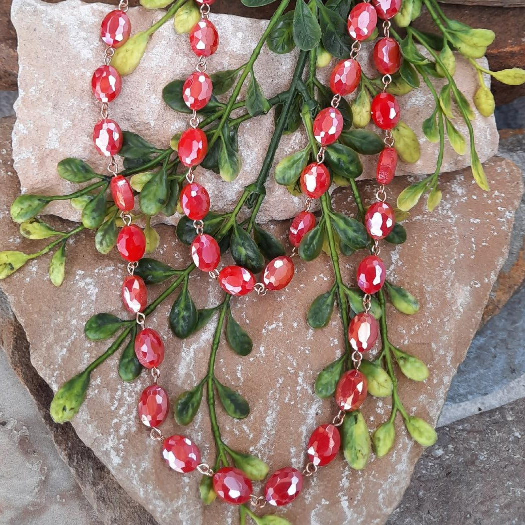 Gold with Rosey Red Sparkle Beads