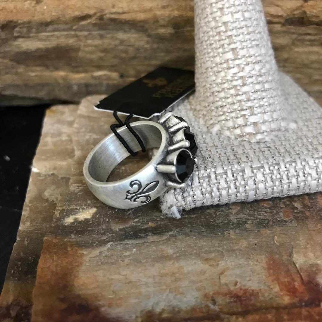 Trio of Ox Jet Black Crystal Ring