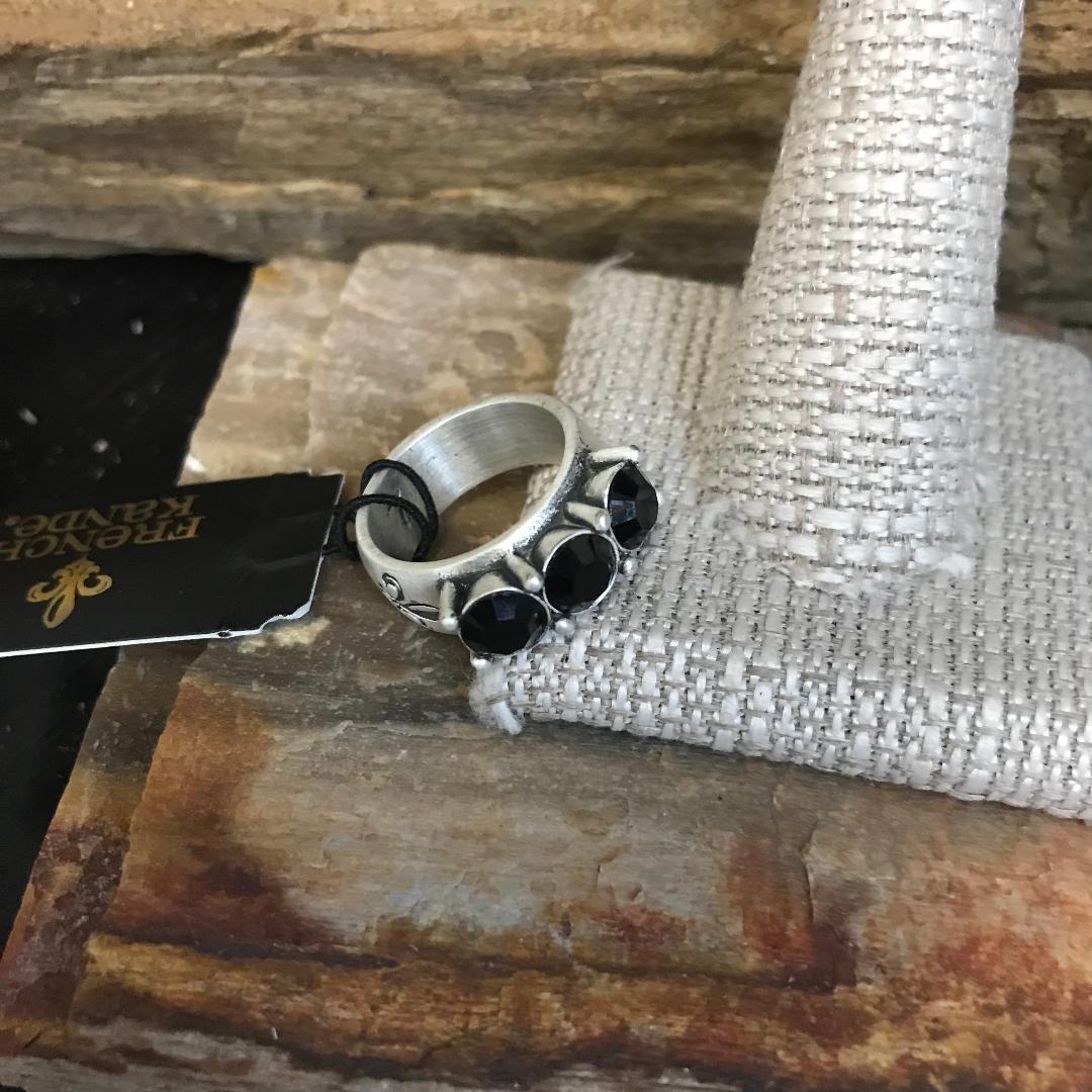 Trio of Ox Jet Black Crystal Ring