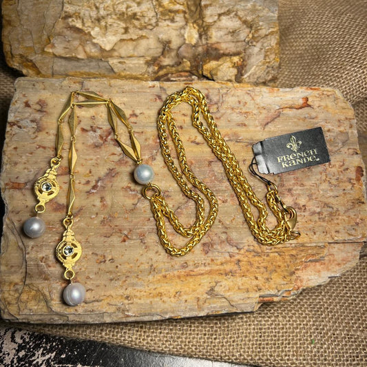 Cheval Diamont with Silver Freshwater Pearls & Mini Dunkerque Chain Necklace