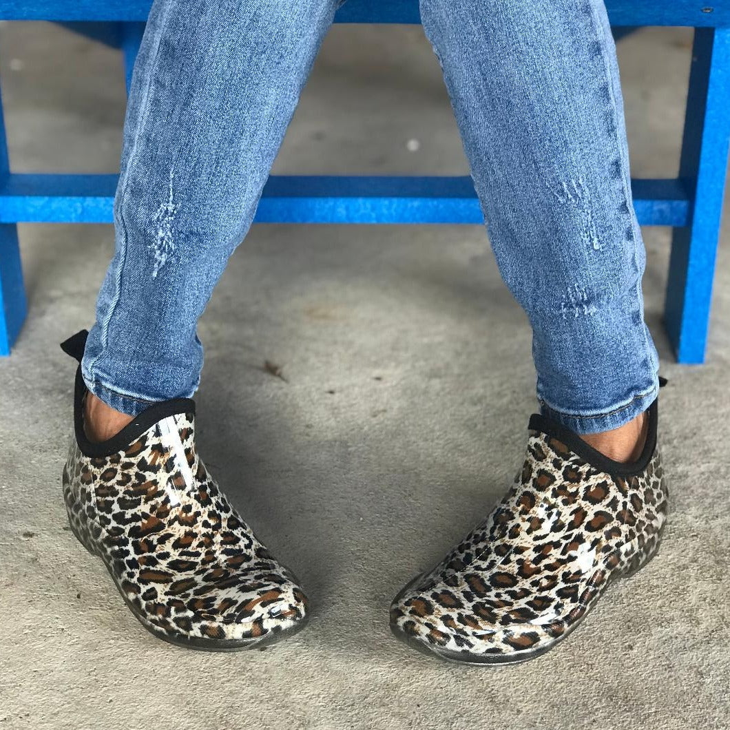 Stormy Cheetah Ankle Rain Boot"