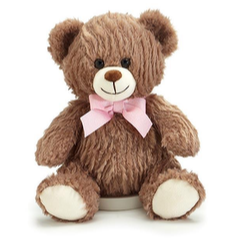 Soft Wavy Brown Fur W/ Pink Bow 10"