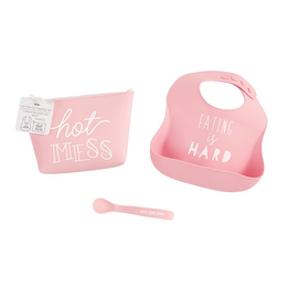 Pink Hot Mess Silicone Feeding Set