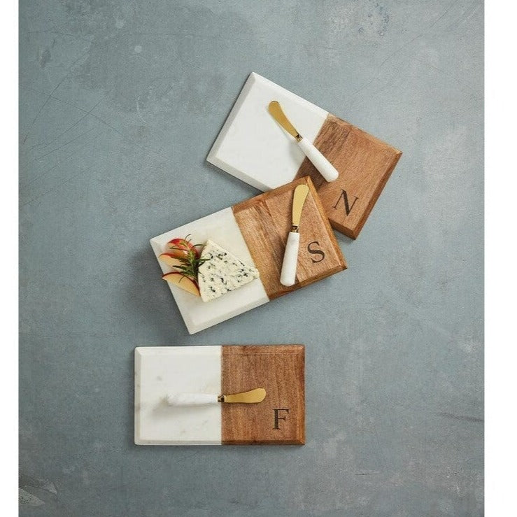 Initial Marble & Wood Cheese Board Set- L