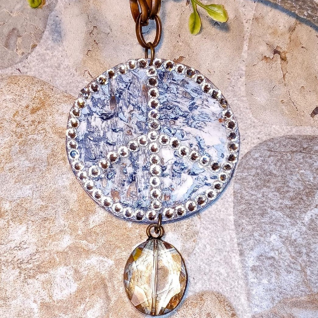Peace Sign Rhinestone Necklace