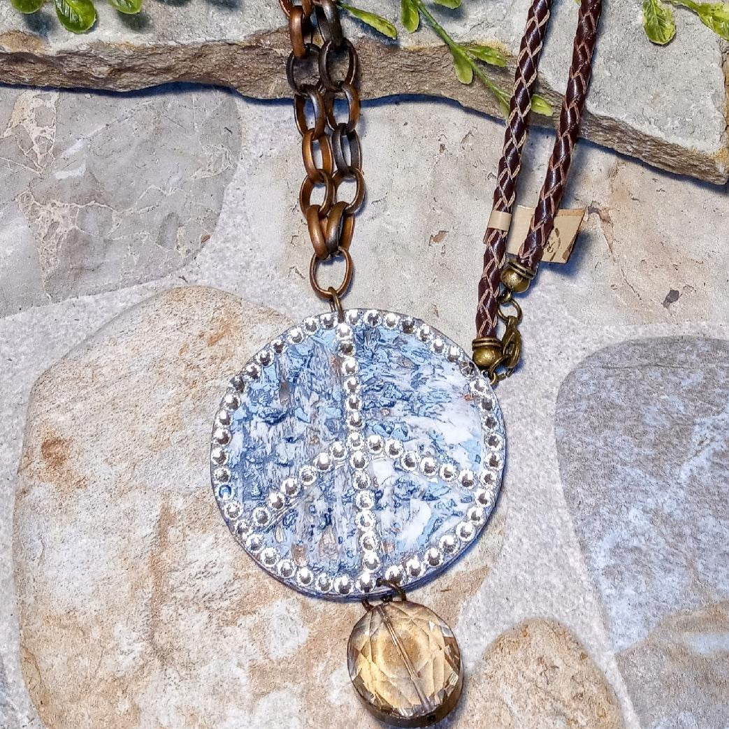 Peace Sign Rhinestone Necklace