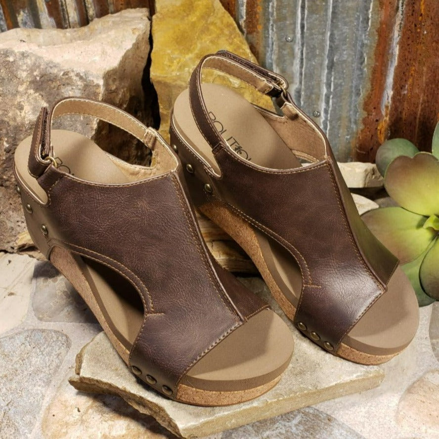 Carley Chocolate Smooth Wedge/Sandal