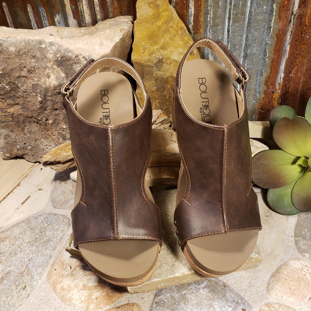 Carley Chocolate Smooth Wedge/Sandal