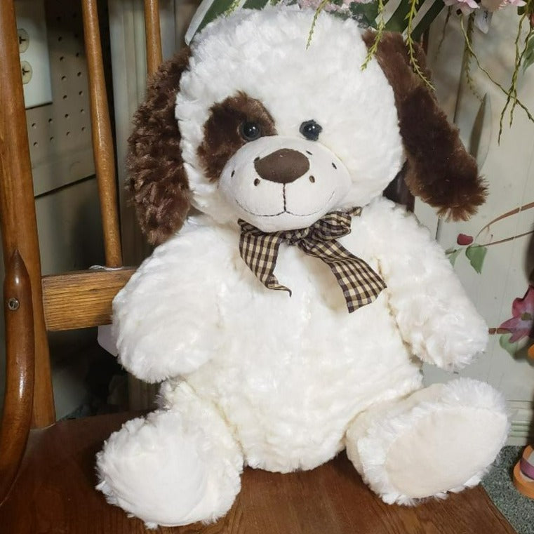 Happy Puppy Sitting Beige & Brown