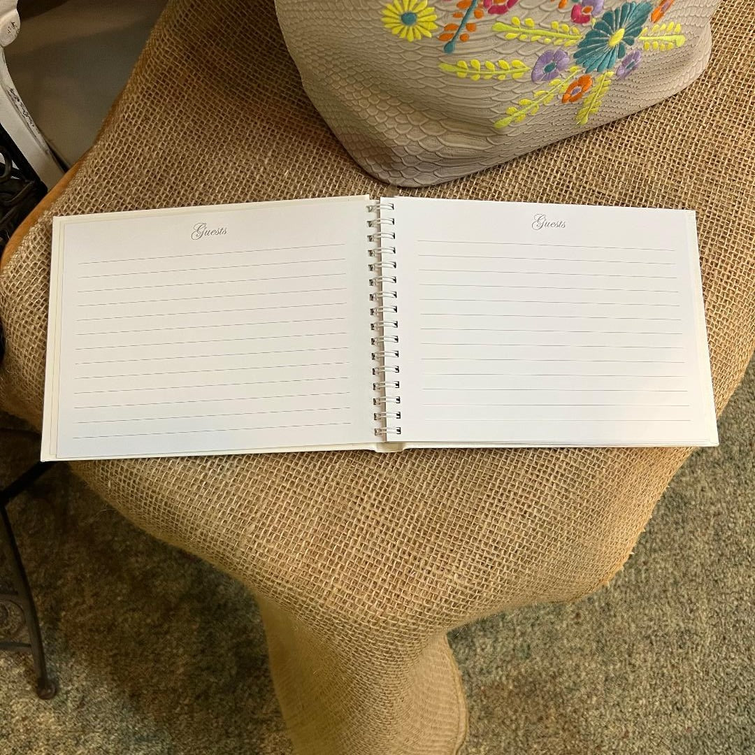 Off White W/ Gold Print Guests Book