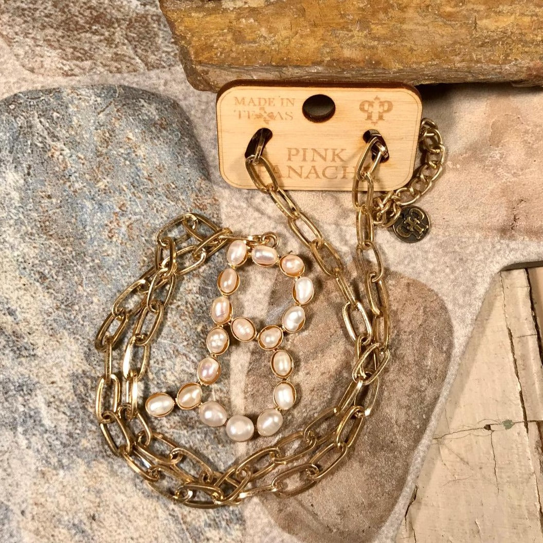 B Initial Pearl Gold Necklace