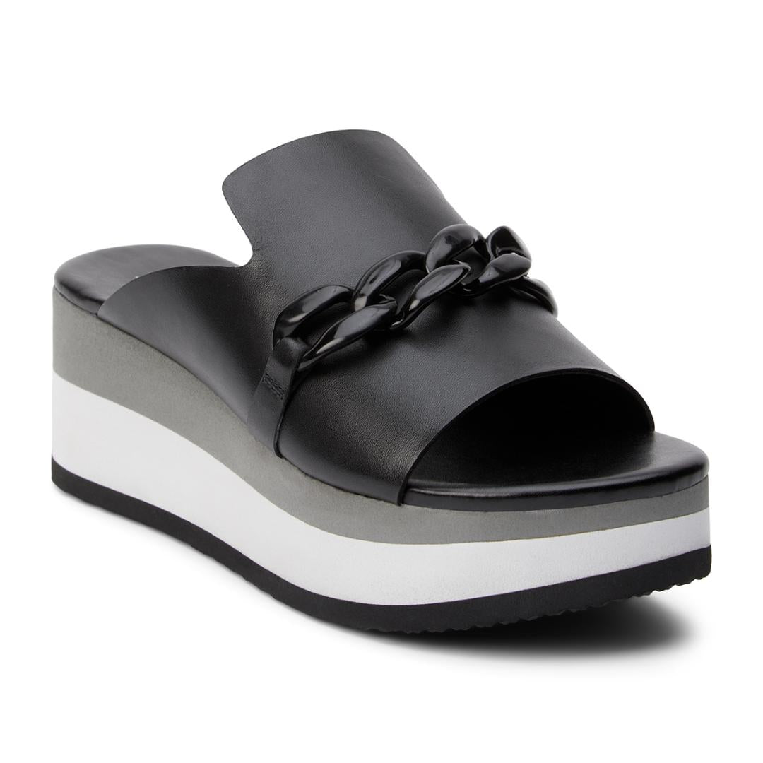 Black Jada Platform Slide Sandal